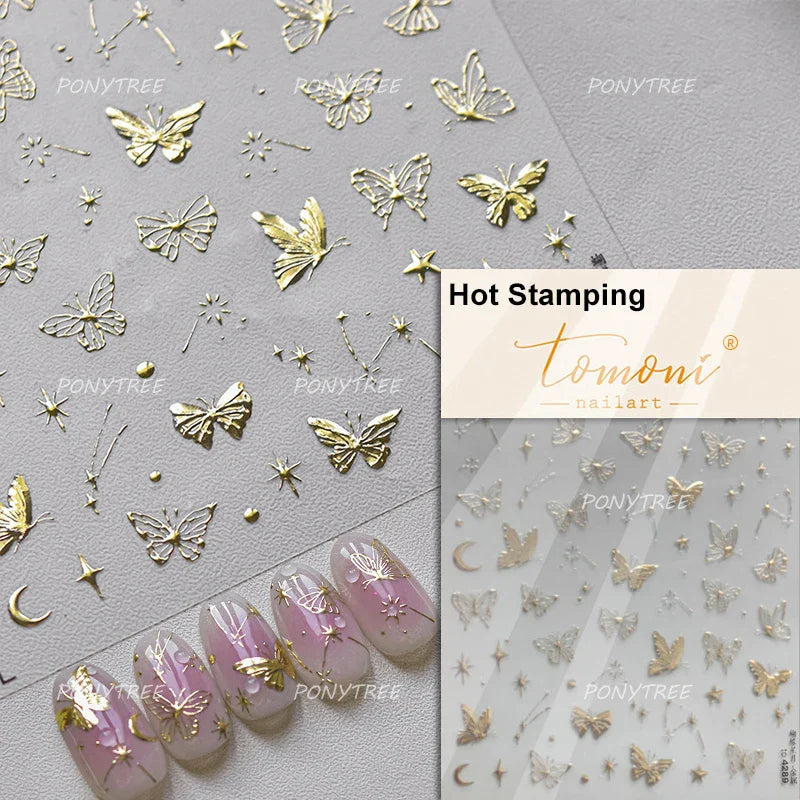 Cute Jelly Bowknot Butterfly Chic Animals Ribbon Tie Shine 3D Fantasy Nail Art Decorations Stickers DIY Dreamy Manicure Decals (Online Order Only)