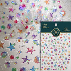 Colorful Bubbles Star Shiny Dreamy Glass Shards Flat 5D Soft Embossed Relief Self Adhesive Nail Art Sticker Chic Manicure Decal (ONLINE ORDER ONLY)
