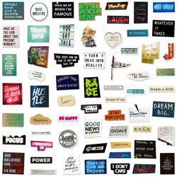 10/60pcs Inspirational English Words Stickers for Notebook Scrapbooking Craft Supplies Vintage Motivational Phrases Sticker Toy (ONLINE ORDER ONLY)