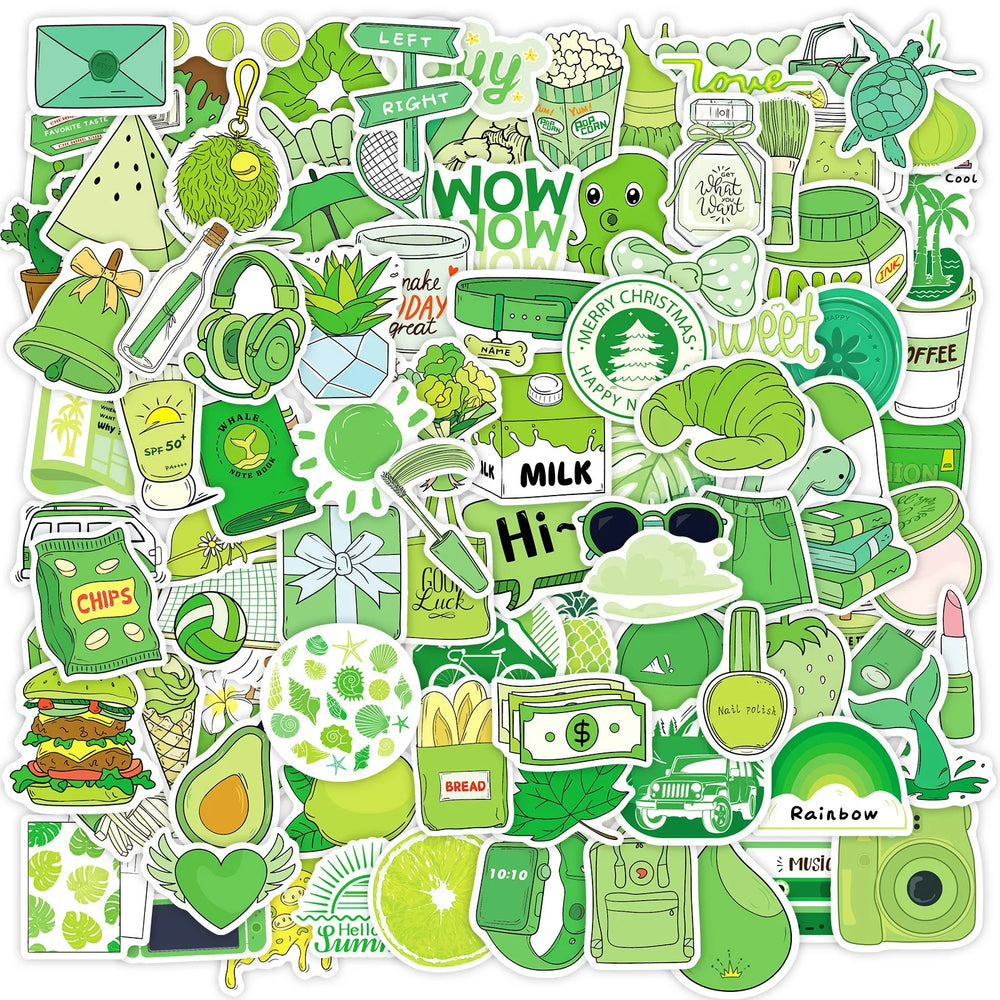 Green Cartoon Stickers Waterproof DIY Laptop Skateboard Decals Kids Toys (Online Order Only)