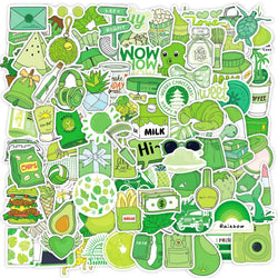 Green Cartoon Stickers Waterproof DIY Laptop Skateboard Decals Kids Toys (Online Order Only)