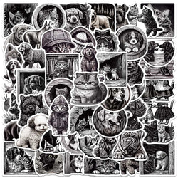 50PCS Black White Animal Anime Graffiti Stickers Waterproof for Cup Fridge Suitcase Bottle Phone Computer (Online Order Only)