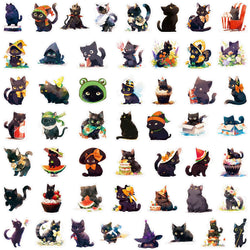 10/30/50PCS Kawaii Black Cat Sticker Funny Animal Decals Decoration DIY Suitcase Bike Phone Laptop Fridge Graffiti Kids Sticker (ONLINE ORDER ONLY)