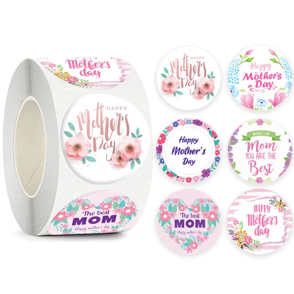 100-500pcs New Round Shape 100pcs Happy Mother's Day Gifts Label Sticker Kraft Happy Birthday Gifts Label Tag (ONLINE ORDER ONLY)