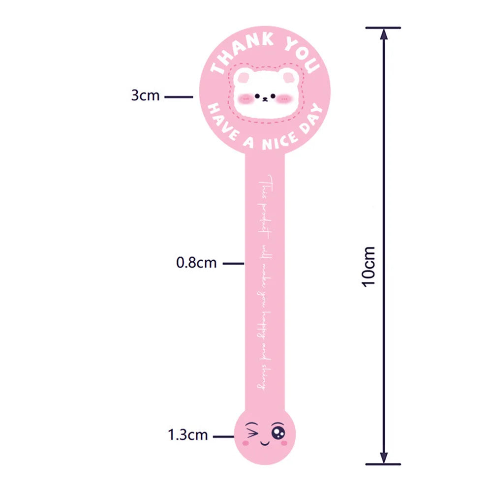 50-100pcs Pink Bear Thank You Stickers Seal Labels Small Business Packaging Sticker for Envelopes Seal Gift Box Decorations (Online Order Only)