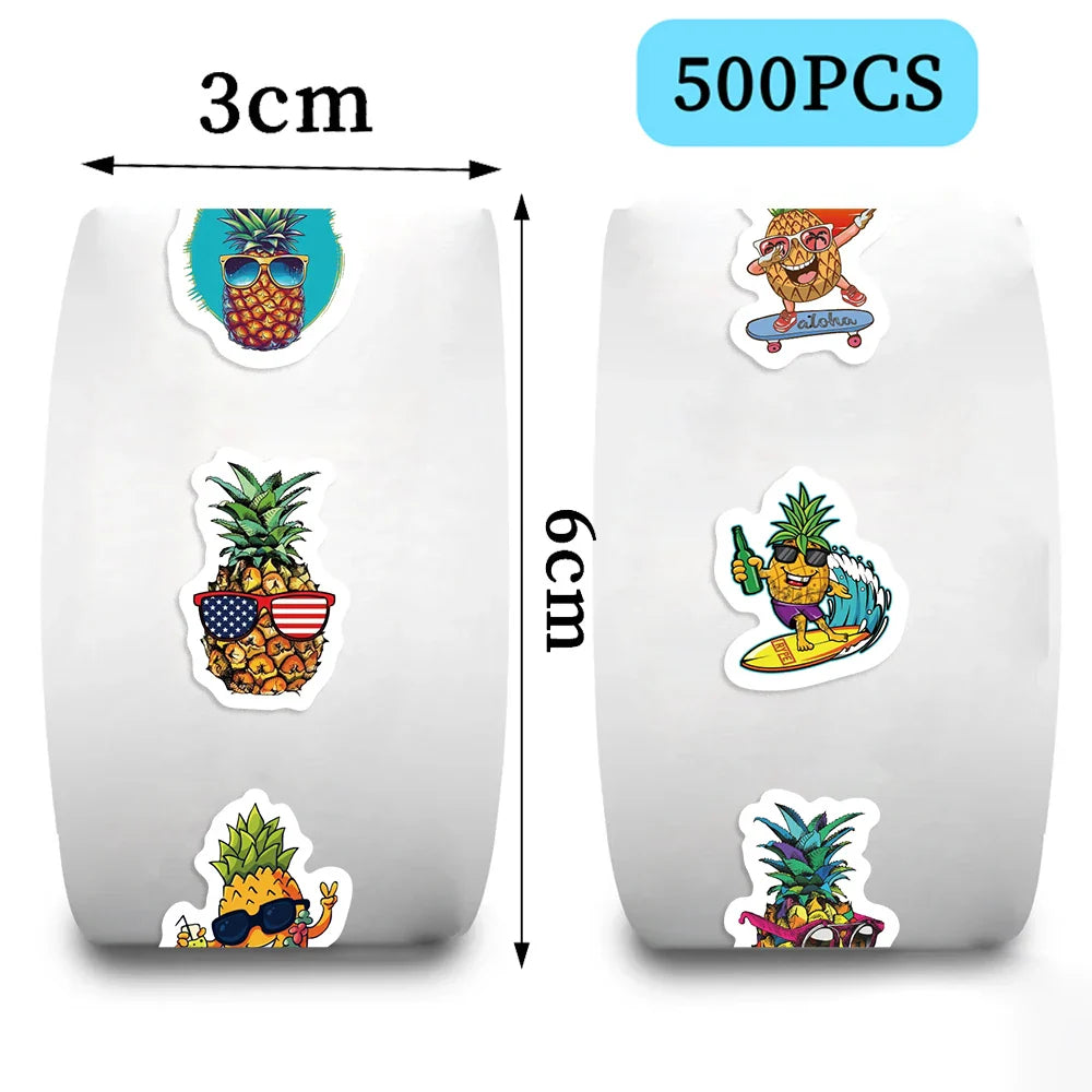500pcs/roll Fruit Pineapple Sticker Roll For Kids Reward Encourage Sticker For Labels Thank You Sticker Kids Toys (Online Order Only)