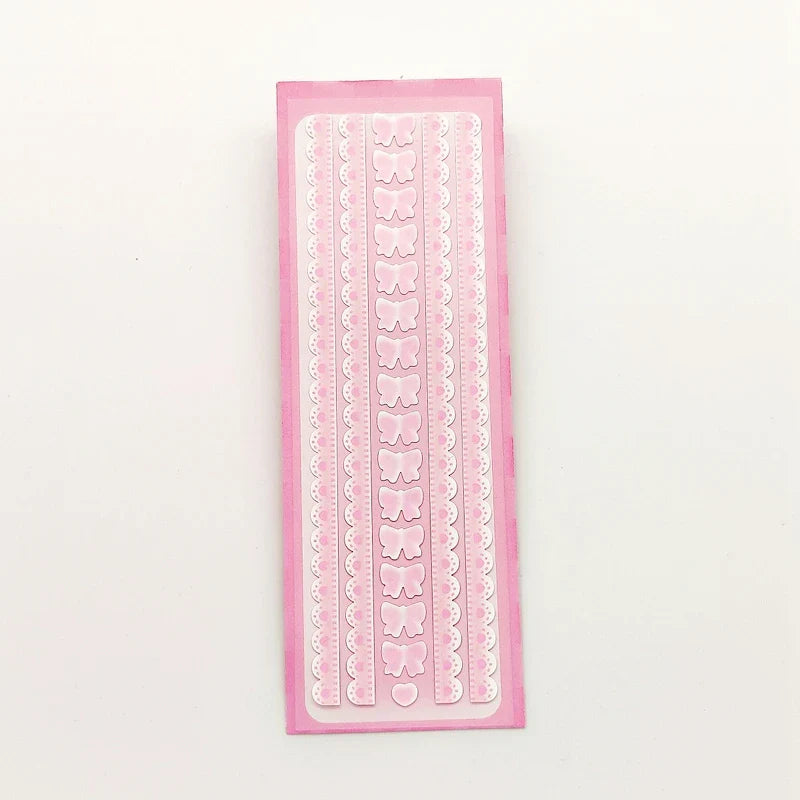 Korean Ins Girls Bow Lace Series Sticker Hand Account Idol Card DIY Album Decoration Scrapbooking Stickers Kawaii Stationery (ONLINE ORDER ONLY)