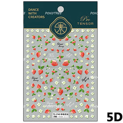 Strawberry Retro Lace Border  Flower Lovely Fruit Pearl Pendant Leaves Self Adhesive Nail Art Stickers Manicure Decal Wholesale (Online Order Only)
