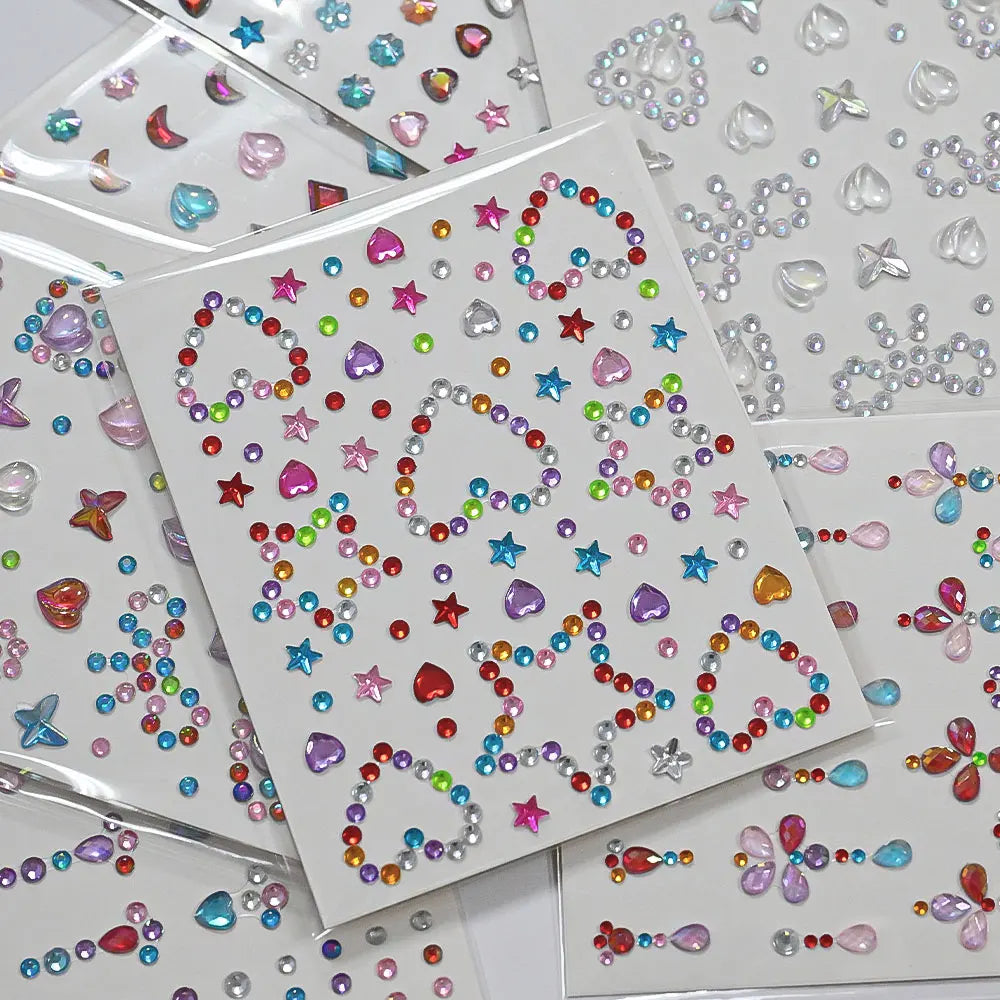 1pc Star-Shaped Rhinestone Sticker Sparkling Acrylic Rhinestone Face Decals Butterfly & Floral Designs for Party/Stage/Festivals (ONLINE ORDER ONLY)