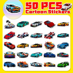 10/30/50PCS Cute Cool Car PVC Sticky Sticker Aesthetic DIY Korean Stationery Decoration Scrapbooking School Supplies for Kids (ONLINE ORDER ONLY)