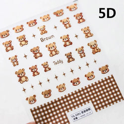 Charming Cherry's Cake Cute Bowknot Pink Blue Bear Flower Bouquet Strawberry Adhesive Nail Art Sticker Rhinestone Manicure Decal (Online Order Only)