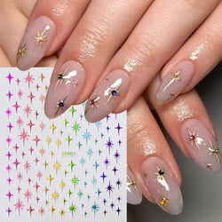 6Pcs 3D Silvery Star Nail Sticker Y2K Nail Design Gold Bronzing Slider Chrome Effect Nail Decoration Nail Design Manicure Tips * (ONLINE ORDER ONLY)