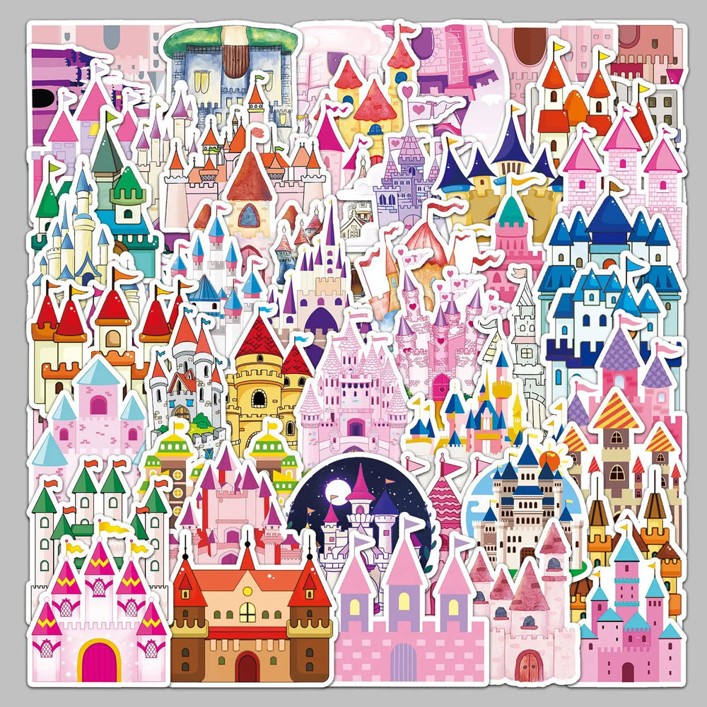 50pcs Fairy Tale Castle Stickers for Helmet, Wall, Desktop Decoration (ONLINE ORDER ONLY)
