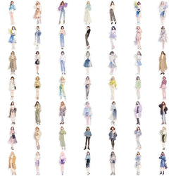 50PCS Kawaii Fashion Girl PET Sticky Sticker Aesthetic Korean Stationery DIY Decoration Scrapbooking School Supplies for Kids (ONLINE ORDER ONLY)