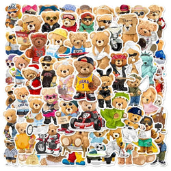 60pcs Cute Teddy Bear Stickers for Laptop, Phone, Car, Scooter, Water Bottle, Suitcase, Stationery, Refrigerator (Online Order Only)