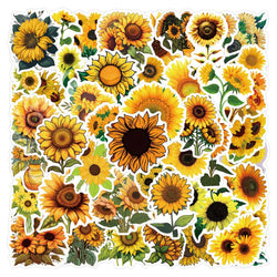 10/30/55PCS SunFlower Stickers Golden Yellow Plant Cartoon Sticker DIY Decals Scrapbook Luggage Laptap Phone Guitar Car Bike Toy (ONLINE ORDER ONLY)