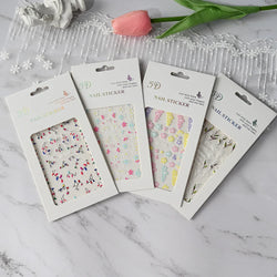Painting Purple Flower Nail Sticker Daisy Wildflowers Butterfly Gradient Design Decal Geometry Line Charm Foils Manicure Sliders (ONLINE ORDER ONLY)