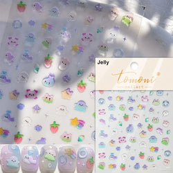 Chic Cute Cheese Ice Cream Pudding Bowknot Strawberry Muffin Stars Cake Embossed Heart Adhesive Nail Art Sticker Manicure Decals (ONLINE ORDER ONLY)