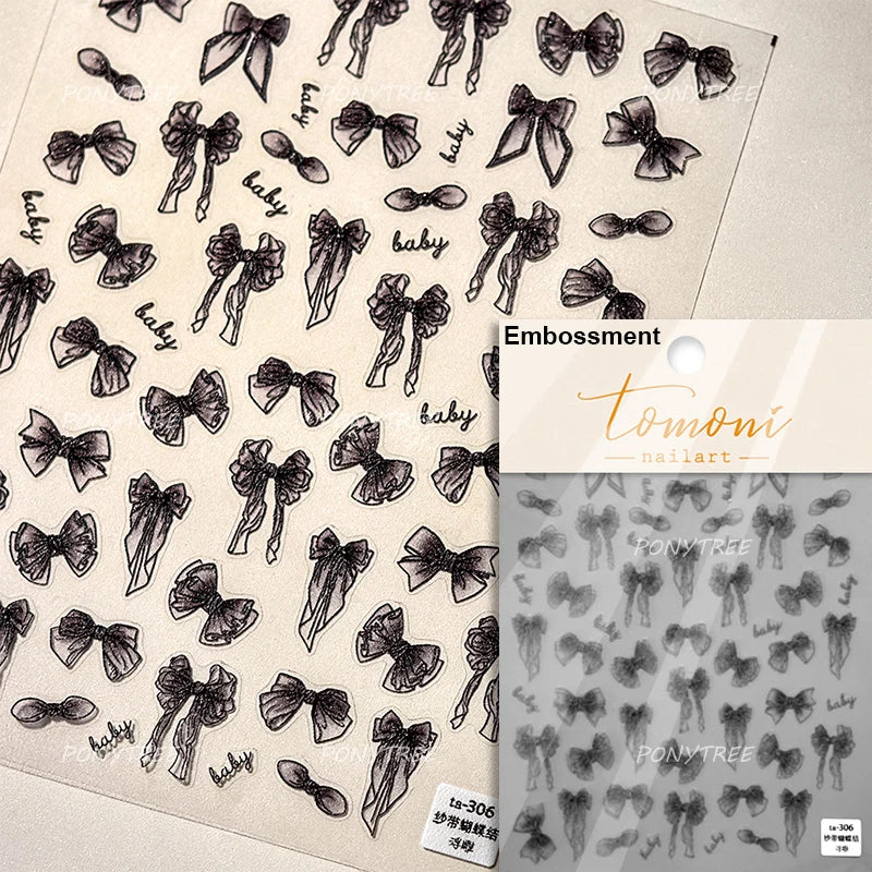 White Pearl Various Bowknot Line Tassel Tender Ribbon Arc Charming Self Adhesive Nail Art Decorations Stickers Manicure Decals (ONLINE ORDER ONLY)