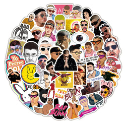 10/30/50pcs Pop Singer Bad Bunny Graffiti Sticker Scrapbook Kids Toys Pvc Laptop Waterproof Notebook Trolley Cool Decal Stickers (ONLINE ORDER ONLY)