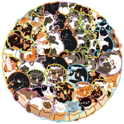 10/30/50PCS Kawaii Cat Stickers Cute Animal Graffiti Sticker Kids Toys Luggage Laptop Guitar Car Bike Decals Cartoon Decoration (Online Order Only)