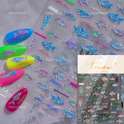 Ocean Elements Starry Sea Shoal of Fish School Water Bubbles Water Bubbles Adhesive Nail Art Decoration Sticker Manicure Decals (Online Order Only)