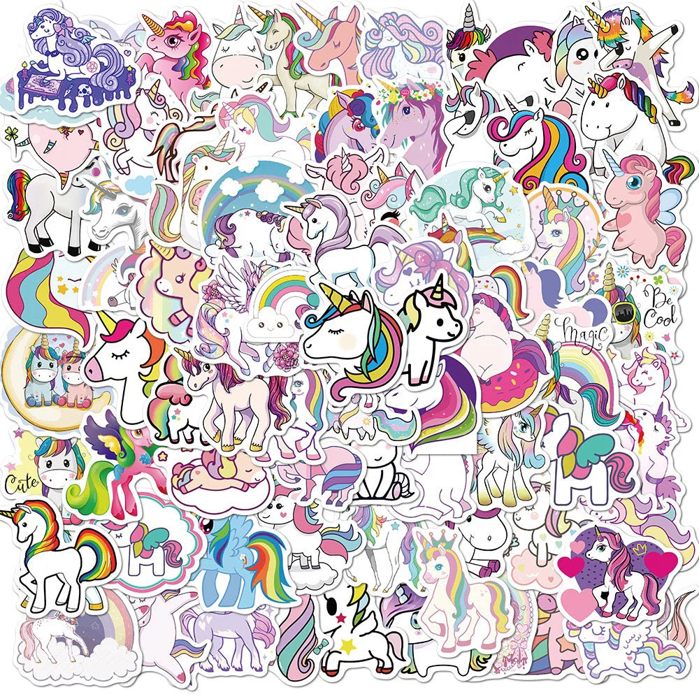 10/30/50/100PCS Cute Animals Pink Unicorn Cartoon Sticker DIY Diary Phone Laptop Luggage Skateboard Graffiti Decals Fun for Kid (ONLINE ORDER ONLY)
