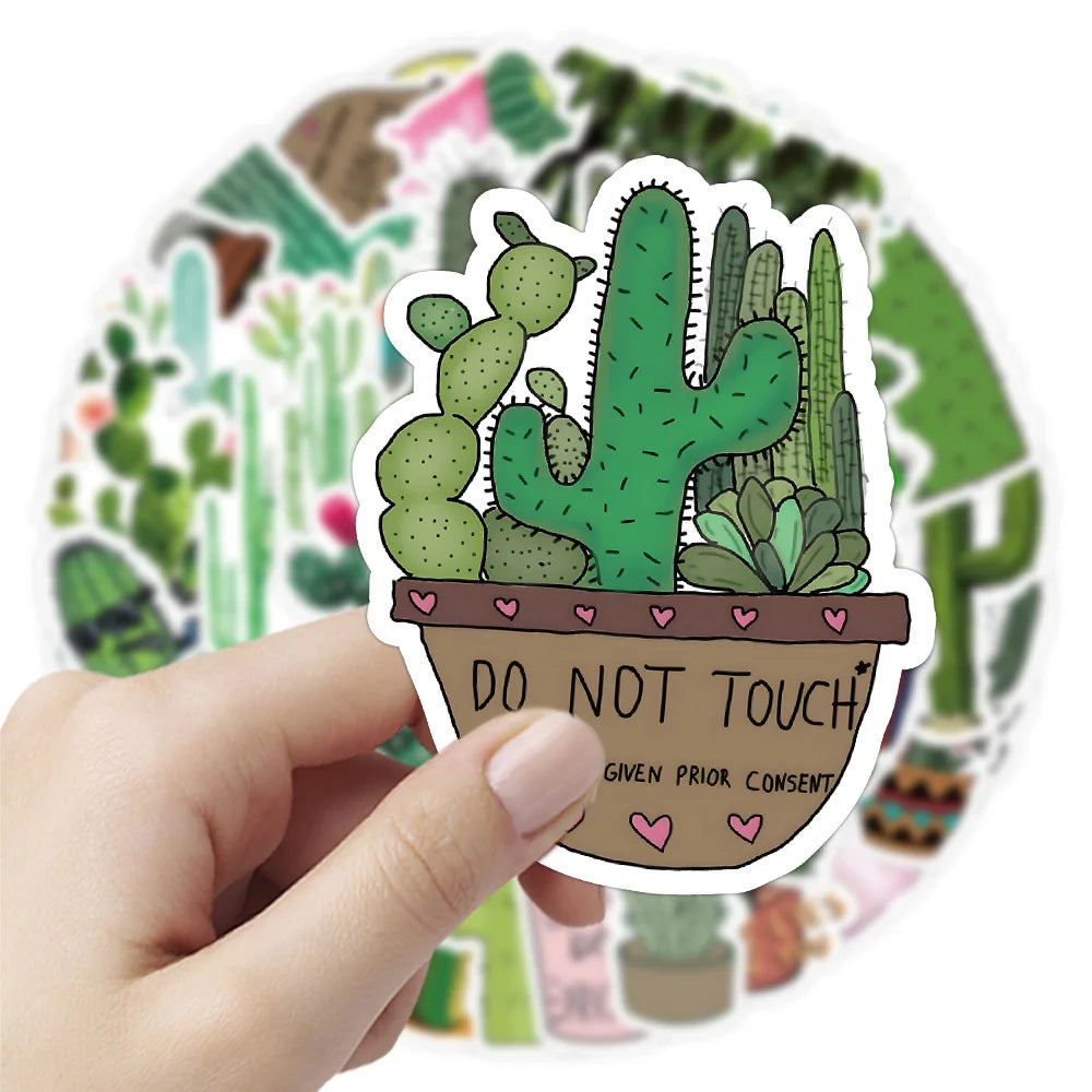 10/53Pcs Cute Plants Cactus Graffiti Stickers Decals for Kids Toys Laptop Phone Luggage Scrapbook Skateboard Creative Sticker (Online Order Only)