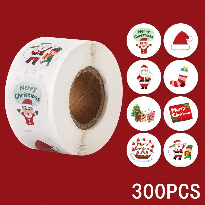 100-500pcs Merry Christmas Holiday Decoration Sticker 2.5cm Party Gift Baking Seal Sticker Invitation Letter Envelope Sticker (ONLINE ORDER ONLY)