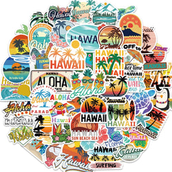 Hawaiian Cartoon Sticker Set: Phone, Laptop, Luggage, Skateboard Decals for Kids (Online Order Only)