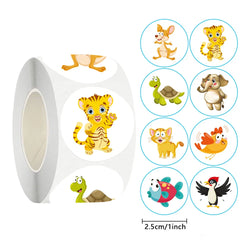 100-500pcs Round Cartoon Animal stickers for kids Teacher Reward Encourage Sticker Office Stationery for Children 1inch (Online Order Only)
