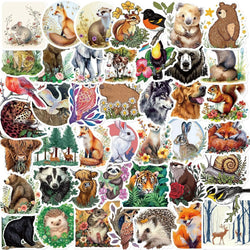 10/50pcs Retro Cartoon Animals Plants Magic Forest Stickers For Laptop Phone Guitar Luggage Waterproof Graffiti Decals Sticker (Online Order Only)