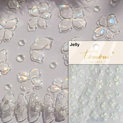 Charming Dreamy Shiny Jelly Blue Gradient Lily Flowers Rose Petal White Dot Chinese Colorful Nail Art Stickers Manicure Decals (ONLINE ORDER ONLY)