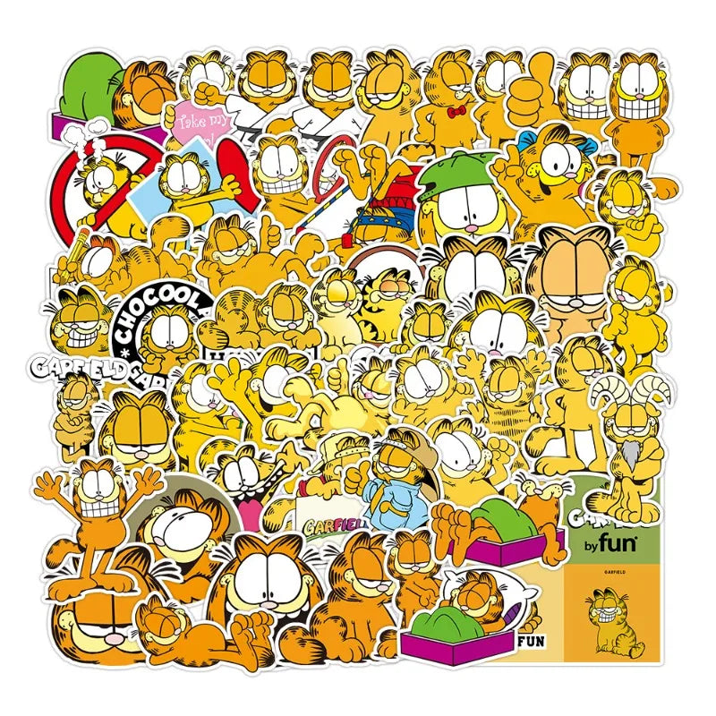 50pcs Garfield Cartoon Stickers for Luggage, Phone, Laptop, and More (Online Order Only)