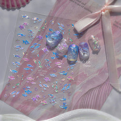 Colorful Shoal of Fish Whale Ocean Shell Conch Starfish Summer Sea Jellyfish Bubble Nail Art Decoration Sticker Manicure Decals (ONLINE ORDER ONLY)