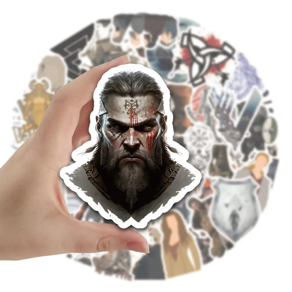 10/50Pcs American TV Series Vikings Stickers Decals Laptop Car Phone Skateboard Bike Fridge Notebook Waterproof Sticker Kid Toy (ONLINE ORDER ONLY)