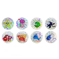 100-500pcs Holographic Rainbow Label Cartoon Marine Animal Stickers Children DIY Handmade Scrapbooking Stationery Sticker (ONLINE ORDER ONLY)
