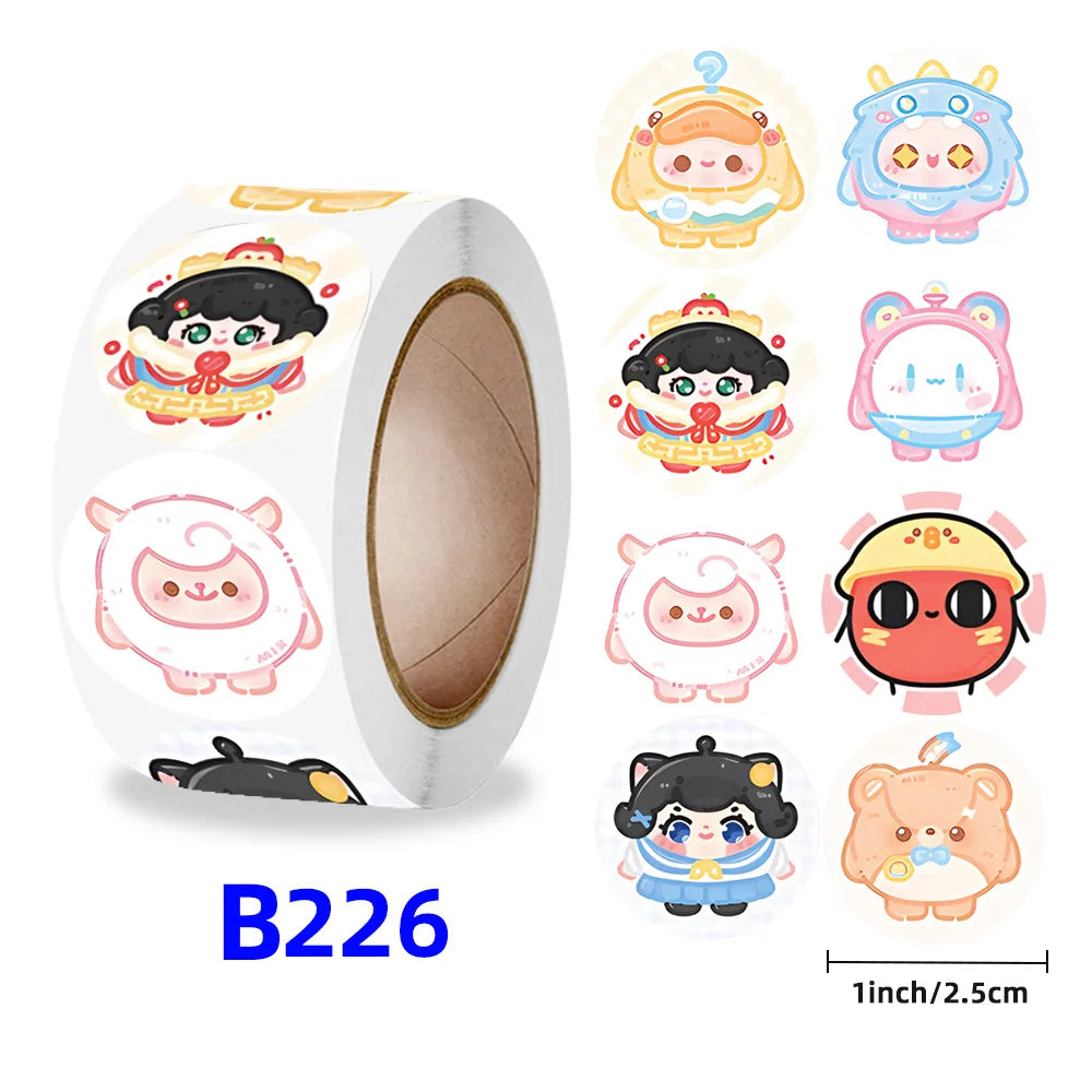 Egg Party Sticker Round Seal sticker 500PCS/ roll Self-adhesive Label Red Bean Roll sticker Wholesale Office Stationery (ONLINE ORDER ONLY)