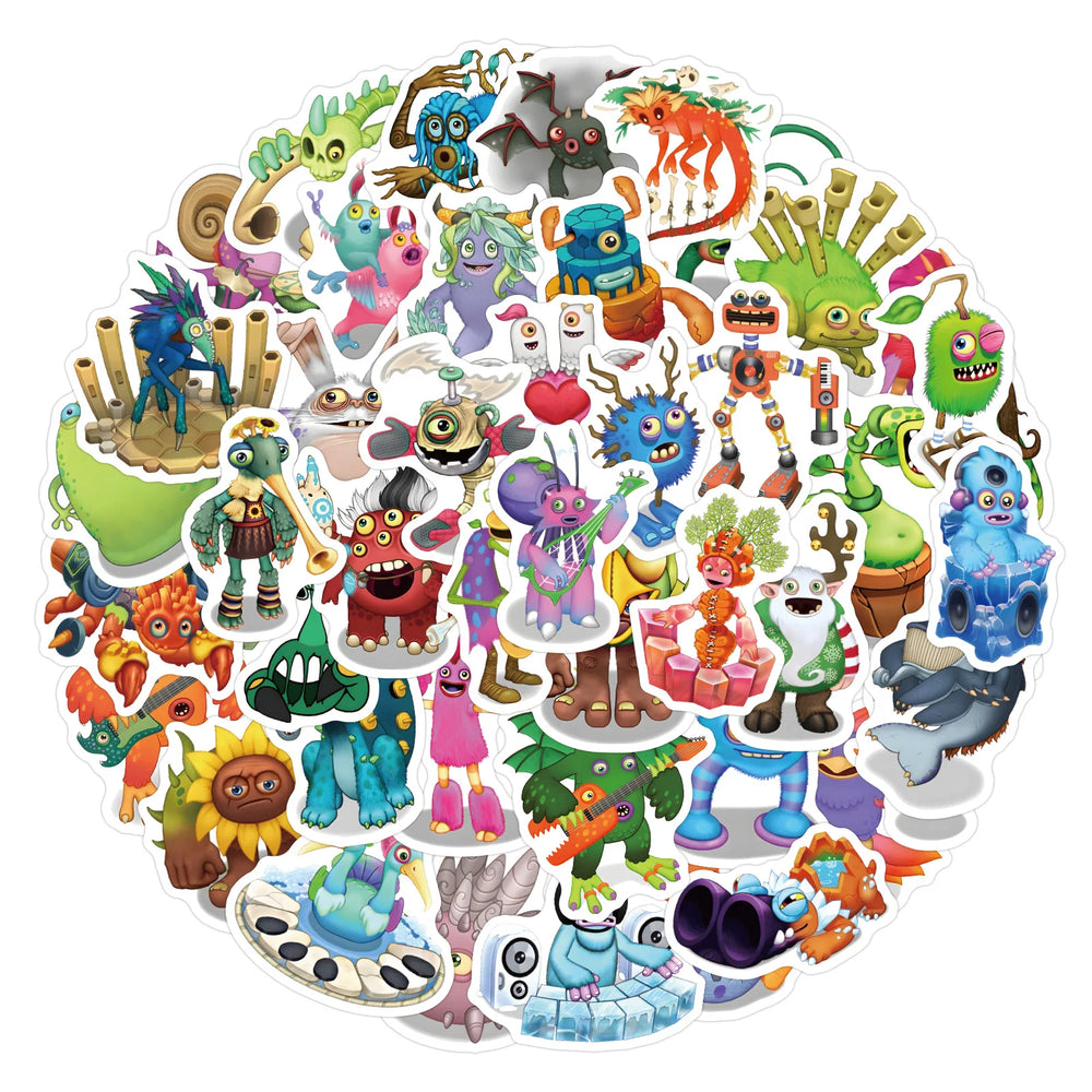 10/30/60PCS My Singing Monster Stickers Funny Music Game Sticker Scrapbook DIY Laptop Guitar Car Bike Skateboard Graffiti Decals (ONLINE ORDER ONLY)