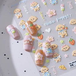 Lovely Dog Puppy Dream Heart Flower Star Pizza Food Sugar Skewers Strawberry Desserts Adhesive Nail Art Stickers Manicure Decals (Online Order Only)