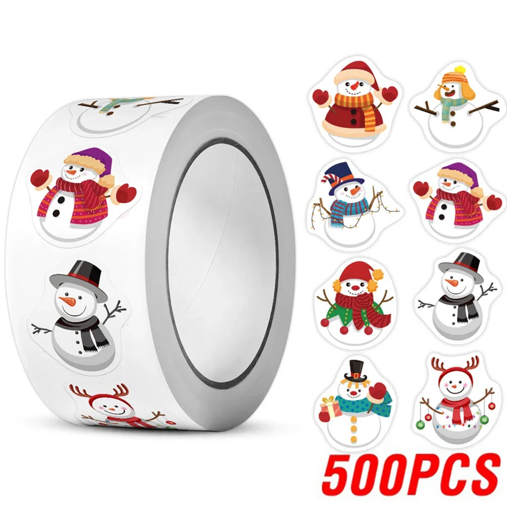 100-500pcs Heterotypic Christmas Themed Snowmans Stickers 8 Designs DlY Holiday Party Decoration Labels Stationery stickers (Online Order Only)