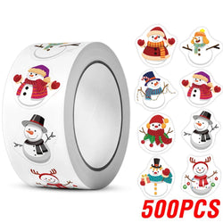 100-500pcs Heterotypic Christmas Themed Snowmans Stickers 8 Designs DlY Holiday Party Decoration Labels Stationery stickers (Online Order Only)