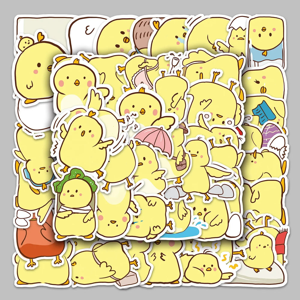 50pcs Cute Chicken Graffiti Stickers for Helmet, Wall, DIY Decoration (Online Order Only)
