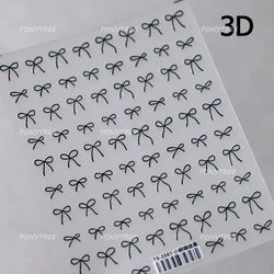 White Black Pink Bowknot Lace Star Pearl Tassel Pendant Shiny 5D Embossed Relief Self Adhesive Nail Art Stickers Manicure Decals (ONLINE ORDER ONLY)