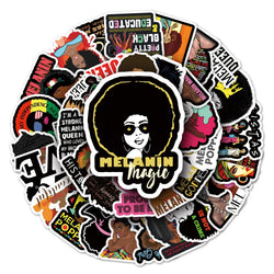 50Pcs Black Girl Cartoon Waterproof Vinyl Stickers for Skateboard Snowboard Decals (Online Order Only)