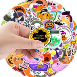 10/30/50PCS Cartoon Halloween Ghost Stickers Decoration Funny Cute Pumpkin Decals Toy For Kids DIY Luggage Laptop Phone Car Bike (Online Order Only)