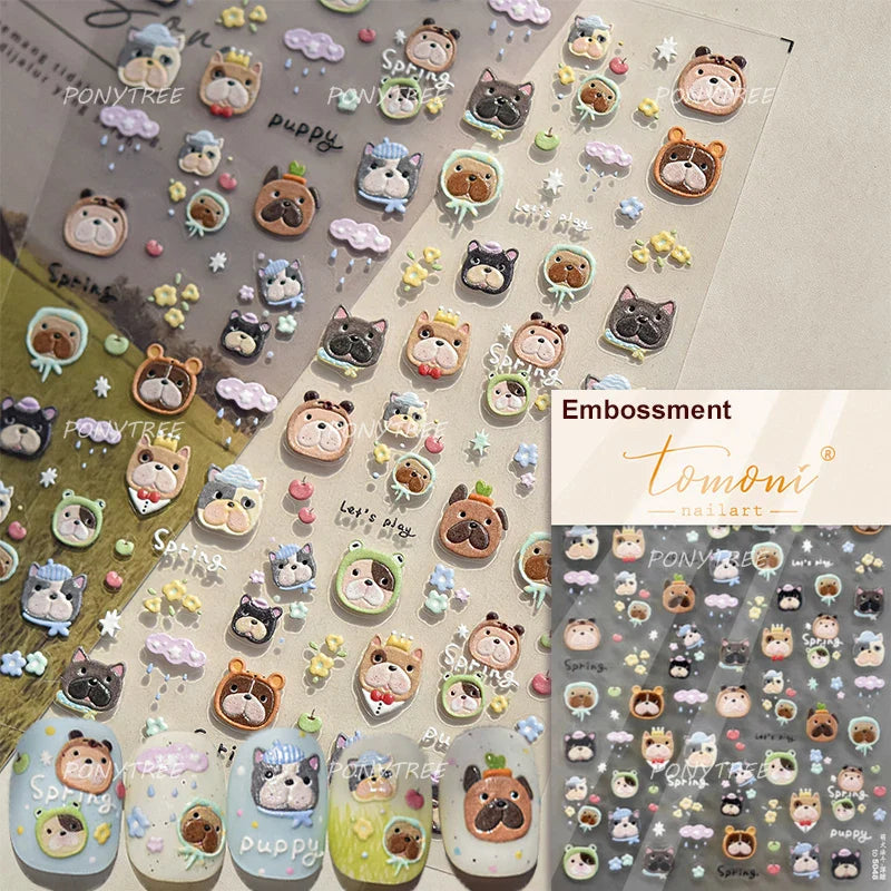 Cute Leopard Cat Ginger Cat Paw Bowknot Knitting Wool Ball Fish Self Adhesive Nail Art Stickers IllusionChic Manicure Decals (ONLINE ORDER ONLY)