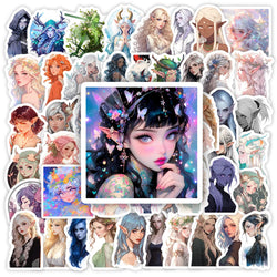 Fantasy Cartoon Elf Girl Stickers Concept Art Pointy Ears DIY Gift Decal Laptop Scrapbook Decorative Phone Bottles Waterproof (Online Order Only)
