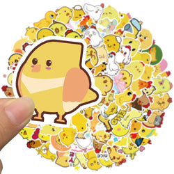 50/100pcs Cute Cartoon Little Yellow Chicken Stickers For Laptop Phone Water Bottle Waterproof Graffiti Bicycle Car Decals (ONLINE ORDER ONLY)