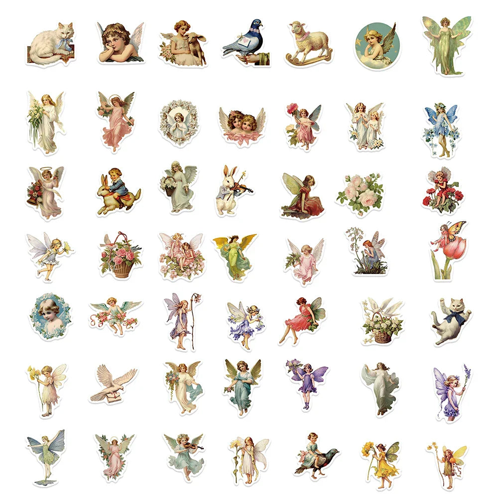 10/30/50PCS Oil Painting Elf Fairytale Cute Angel Stickers Decoration Skateboard Laptop Bike Suitcase Wall Decals Cartoon Toys (ONLINE ORDER ONLY)